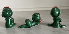 Free Ship 3 Vintage Brinn Christmas Elves Pixies Green Ceramic Figurine Japan