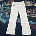 Vintage 1960s Levi s Big E Corduroy Flared Pants Jeans Cream 22x21 Boys Youth