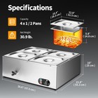 4-pan Commercial Electric Food Warmer Countertop Steam Table Buffet Bain Marie