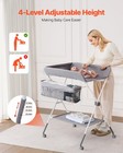 Foldable Baby Changing Diaper Station With Side Basket   Wheels Light Gray