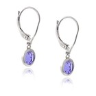 925 Silver Violet Round Leverback Earrings Made With European Crystals
