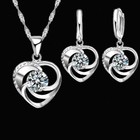 925 Silver Necklace Earrings Set - Romantic Heart Shape Jewelry For Women