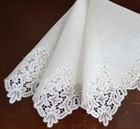 Vintage Linen Hanky White Chemical Lace Beautiful Design Weddding Or Formal
