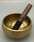 Hand Hammered   Carved Tibetan Singing Meditation Yoga Brass Bowl 3 5    Round