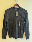 Polo Ralph Lauren Men   s Cotton Cable Knit Crew Neck Sweater Black Size S Nwt