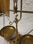 Vtg Ab Solid Brass Scale Apothecary With Weights And A Duck Figurine Greece