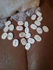 Handmade Divination Rune Stone Sets 25 Piece Grey Stone And 22 Piece Bone Color
