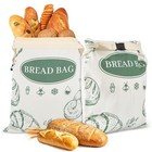 2 Pack Zippered Beeswax Bread Bags 17  13 Inch Large Cotton Sourdough White