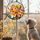 Stained Glass Window Hanging - Chrysanthemum 7 8x7 8 In Multiple Colors