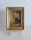 Aceo Dandelions Bouquet Still Life Oil Painting Flowers Framed Artwork 2 5x3 5 