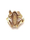 Vtg Gold Tone Metal Frog Brooch Pin With Rhinestones And Pink Stone Eyes