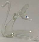 Vintage Hand Blown Clear Art Glass Mouse Figurine Blue Eyes