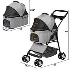 Pet Stroller Folding For Travel With Detachable Carrier 360   Swivel Front Wheels