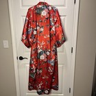 Vintage Ichi Ban Japanese Maxi Kimono Red Geisha Floral  no Belt    One Size