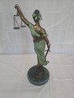 Vintage Bronze Lady Of Justice  Statue With Marble Base Signed A  Mayer