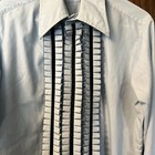 Men   s Vintage 70s Powder Blue Ruffled Tuxedo Shirt 15 1 2 32