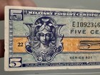 Us Mpc - Military Payment Certificate - 5 Cents - Series 521 -  corner Damage 