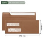 50 Pcs Double Window Envelopes  light Brown  4 1 8 Inch X 9 1 2 Inch  