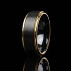 Black Brushed Tungsten Ring -24k Gold Plated Men   s Wedding Band 8mm  Comfort Fit