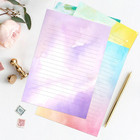 Watercolor Stationary Paper And Envelopes Set  24 Pcs Colorful Writing Stationer