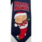 Vtg Family Guy Stewie Naughty Christmas Tie Navy Blue Polyester 2008 Nwt