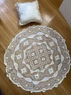 Vtg French Alencon Ecru Lace Tablecloth Flowers Antique Lot Doily Embroidered