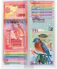 2009 Bermuda 2 To 100 Dollars Full Set Birds Hybrid Banknote Unc Specimen