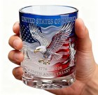 Us 250th Anniversary Whiskey Glass 1776-2026 Eagle Rocks Tumbler Patriotic Gift