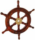 18  Brass Nautical Boat Ship Wheel Brown Wooden Steering Wheel Wall D  cor Gift