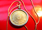 Argentine Golden Sun Coin Pendant On A 22   18k Gold Filled Sterling Chain