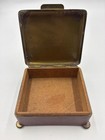 Vintage Burgundy Crackle-finish Wooden Trinket Box Brass Trim Feet