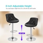 Height Adjustable Swivel Backrest Bar Stool Set Pu Leather Black