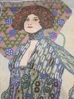 Vintage Papex Vienna Needlepoint Canvas Gustav Klimt Emilie Fl  ge Unused 545 931