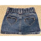 Gymboree Year 2010 Denim Skirt Dark Wash Heart Pockets Red Stitching Size 3t