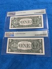 1957b  1 Silver Certificates Pmg 68 67 Epq Superb Gem Two Consecutive Blue Seal 