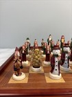 Christmas Chess Set W santa  Snowman  Angels  Elves  Tree W board 32 Pcs Vintage