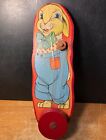 Vintage Wooden Push Toy Easter Bunny Rabbit Animated - 1940s