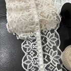 Antique Vintage Ivor  White  Aqua Lace Trim Lot Cotton Linen Crochet  Scalloped