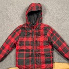 The North Face Reversible Puffer Jacket Boys S Red Black Plaid Hooded Insulated