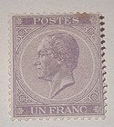Belgium 1865 King Leopold 1 Franc Mh  Cob 21b sg 28  Cat 1350 Euro