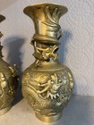 Large Decorated Pair Vase Antique Vintage Chinese Dragon Decoration 12       Tall