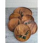 Lacquered Wood Tray And Five  5  Plates With Iris Theme