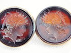 Amazing Edwardian Renaissance Revival Carved Carnelian Cufflinks  Goddess  1900