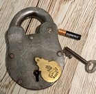 Antique Extra Large 6  Victorian Padlock With Key  akss  Tumbler Lock