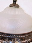 Vintage Bronze Art Deco Style Lamp 2 Light Sockets Frosted Glass Shade