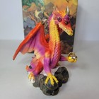 Vintage 1999 Veronese Dragon Figurine Red Purple Hand Painted Glass Orb 5018