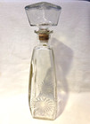 Vintage Glass Decanter Set Of 2 With Stoppers 12  Tall Starburst Owen-illinois 