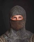 Chain Mail Coif Flat Ring Round Riveted With Washer Coif   Hood With Mask
