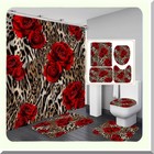 4pcs Brown Leopard Print Shower Curtain And Rugs Set