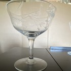 Set Of 6 Clear Glass Etched Leaf Coupe Cocktail Glasses  Round Shape